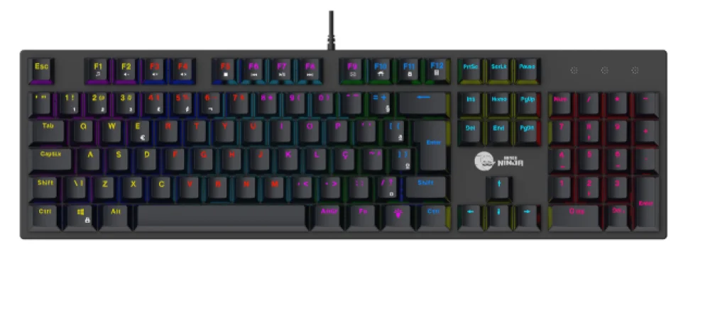 ダッチビン Teclados - Teclado Mecânico Gamer Ninja Leap, Switch Blue, Rainbow